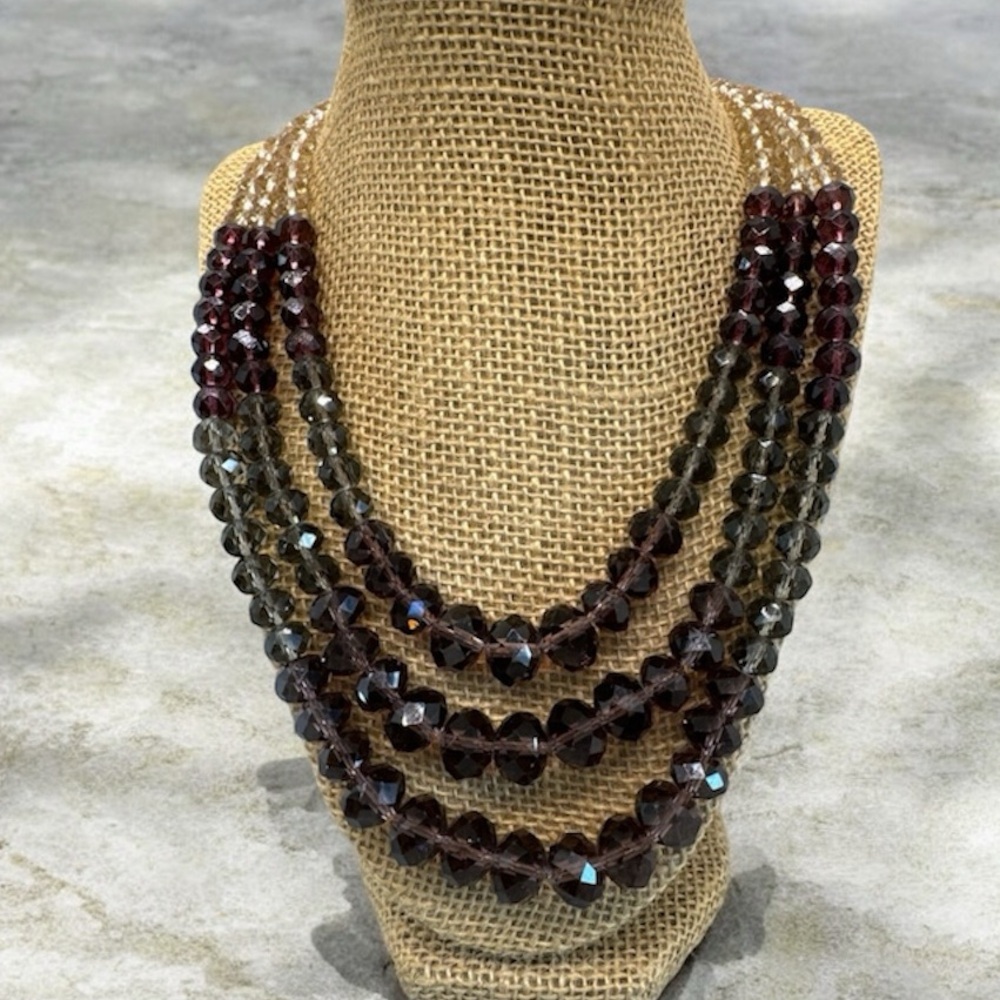 Talbots Crystal Multicolored 3 Strand Necklace